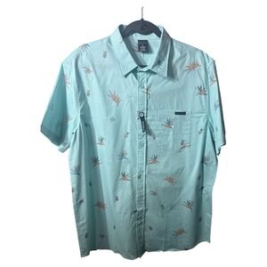 Body Glove Men's Short Sleeve Button Down Aloha Shirt in Mint Large NWT